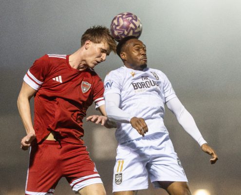 Ontario Premier League soccer action between The Borough FC and Hamilton United on April 17, 2026 at St. John Henry Newman
